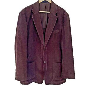 Club Room Corduroy Blazer Sport Coat Men's Large Brown Two Button Patch Pockets